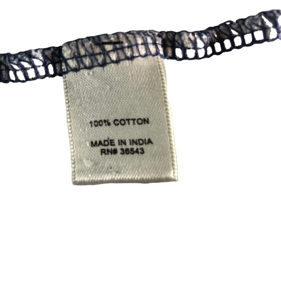 Bass Cotton Popover Top Women XL  Blue with White Botanical Design Scoop Neck - Picture 8 of 9